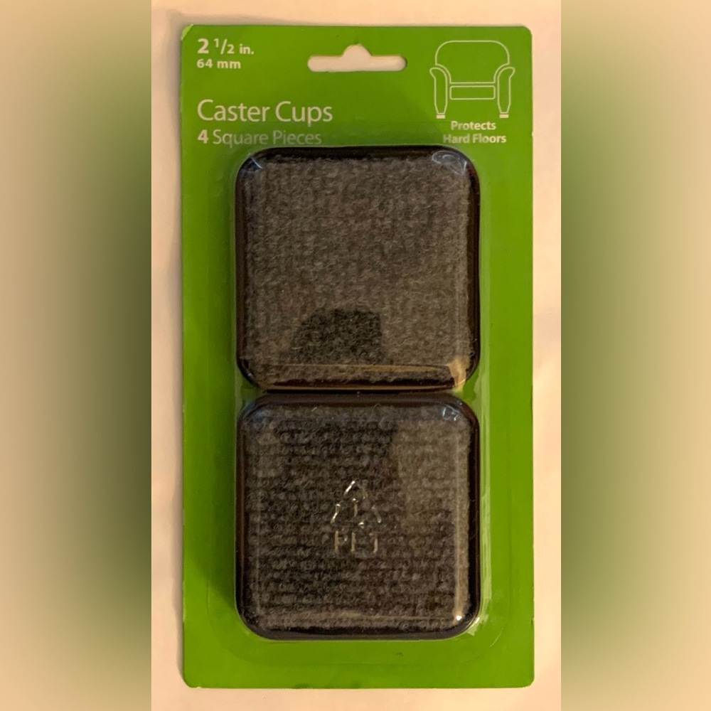 💥BOGO // 2.5-inch Carpet Bottom Caster Cups (4 pieces, square, gray/black)